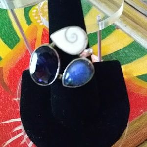 Nwt -3 GEMSTONE, Bali SILVER ring size 8.5
